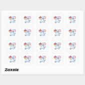 Sticker Carré Eléphant au gâteau (Feuille)