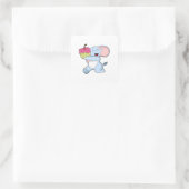 Sticker Carré Eléphant au gâteau (Sac)