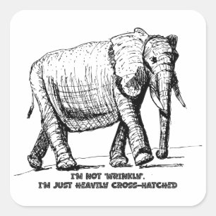 Sticker Carré Éléphant aux hachures lourdes