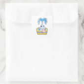 Sticker Carré Eléphant avec baignoire remplie d'eau (Sac)