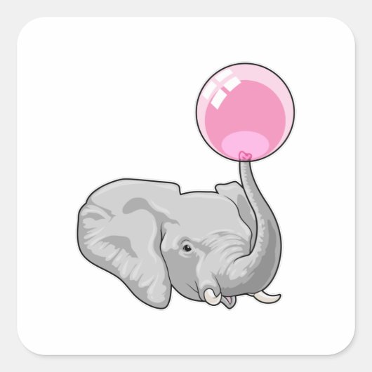 Sticker Carré Eléphant avec ballon (Devant)