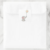 Sticker Carré Elephant avec coeur en Ballon (Sac)