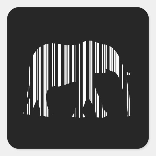 Sticker Carré ELEPHANT BARCODE Animal Bar Code Motif Design (Devant)