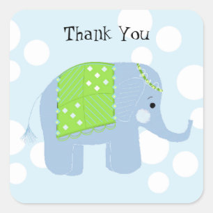Sticker Carré Éléphant Bébé Merci