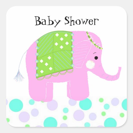 Sticker Carré Éléphant Bébé Merci (Devant)