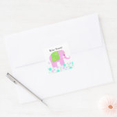 Sticker Carré Éléphant Bébé Merci (Enveloppe)