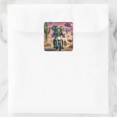 Sticker Carré Elephant Biker Surreal Desert Ride (Sac)