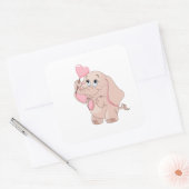 Sticker Carré Eléphant caricature rose (Enveloppe)