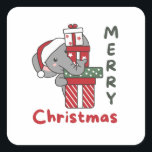 Sticker Carré Elephant Christmas Poison Winter Animals Elephant<br><div class="desc">Merry Christmas. The elephant at Christmas a Christmas greeting. Funny animals with toxits for the holidays. A sweet Christmas greeting. Elephants are cute animals and perfect pour Christmas.</div>