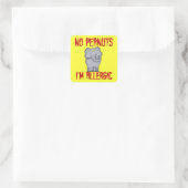 Sticker Carré Elephant d'allergie aux arachides (Sac)