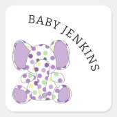Sticker Carré Eléphant de bébé pourpre (Devant)