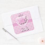 Sticker Carré Eléphant de bébé rose et blanc (Enveloppe)