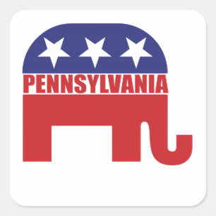 Sticker Carré Éléphant de républicain de la Pennsylvanie
