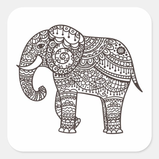 Sticker Carré Eléphant de style décoratif (Devant)