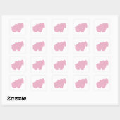 Sticker Carré Eléphant doux (rose) (Feuille)