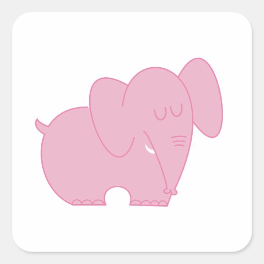 Sticker Carré Eléphant doux (rose) (Devant)