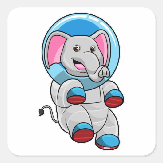 Sticker Carré Elephant en astronaute dans la sphère de verre (Devant)