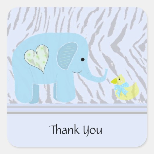 Sticker Carré Éléphant et Canard Merci (Devant)
