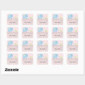 Sticker Carré Éléphant et Canard Merci (Feuille)
