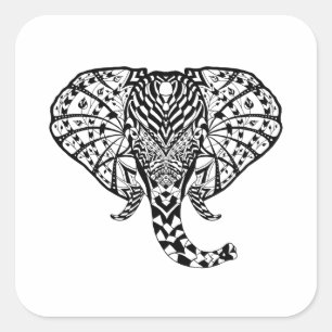 Sticker Carré Éléphant ethnique de motif