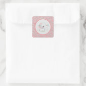 Sticker Carré Eléphant fille Baby shower rose (Sac)