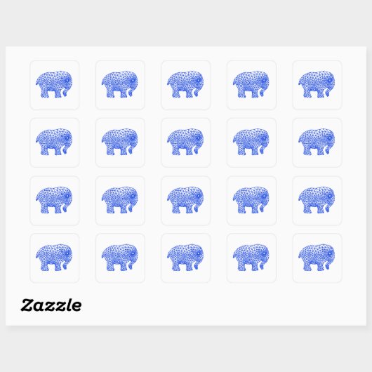 Sticker Carré Éléphant fini (Feuille)