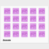 Sticker Carré Eléphant fleur - améthyste violet (Feuille)