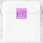 Sticker Carré Eléphant fleur - améthyste violet (Sac)