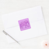 Sticker Carré Eléphant fleur - améthyste violet (Enveloppe)