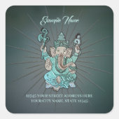 Sticker Carré éléphant Ganesha india. (Devant)