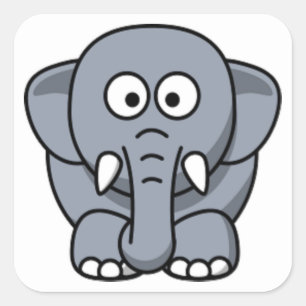 STICKER CARRÉ ÉLÉPHANT GRIS