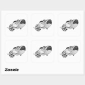 Sticker Carré Eléphant Head Zenstyle Doodle (Feuille)