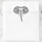 Sticker Carré Eléphant indien inspiré par Zentangle (Sac)