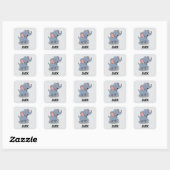Sticker Carré Éléphant Mignon (Feuille)