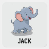 Sticker Carré Éléphant Mignon (Devant)