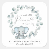 Sticker Carré Eléphant mignon Eucalyptus Baby Boy Douche (Devant)