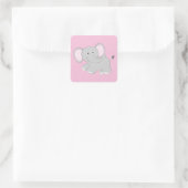 Sticker Carré Eléphant mignon rose (Sac)