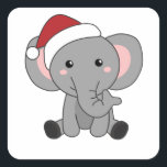 Sticker Carré Eléphant Noël Neige Hiver Animaux Eléphants<br><div class="desc">L'éléphant à Noël avec des lumières de fées. Animaux amusants avec des cadeaux et de la neige pour les vacances. Aussi drôle pour Noël en juillet. Les éléphants sont des animaux mignons et parfaits pour Noël.</div>