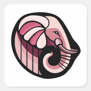 Sticker Carré Eléphant rose stylisé