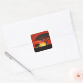 Sticker Carré Eléphant solitaire dans le coucher de soleil afric (Enveloppe)