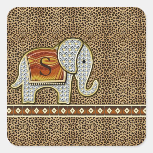 Sticker Carré Elephant Walk Monogram Cheetah ID390 (Devant)