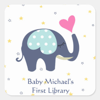 Sticker Carré Elephant Whimsical Plein D'Amour! Personnalisez