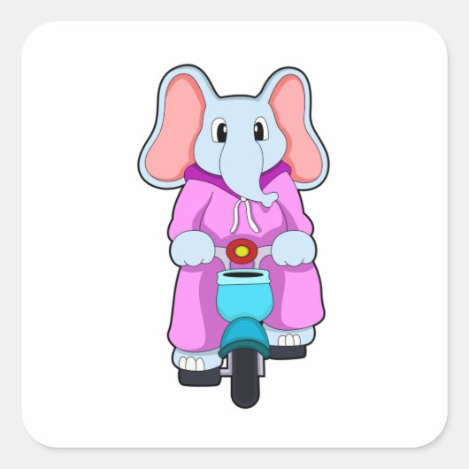 Sticker Carré Elephant with Bicycle (Devant)