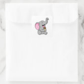 Sticker Carré Elephant with chocolate gaufre ice cream (Sac)