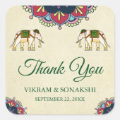 Sticker Carré Elephants traditionnels Mariage indien Favoriser S (Devant)