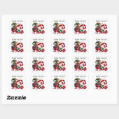 Sticker Carré elf de Noël ajouter le message Joyeuses fêtes (Feuille)