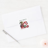 Sticker Carré elf de Noël ajouter le message Joyeuses fêtes (Enveloppe)