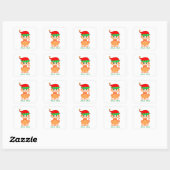 Sticker Carré Elfe de chat mignon de Noël (Feuille)