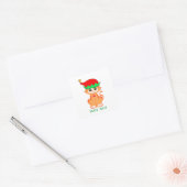 Sticker Carré Elfe de chat mignon de Noël (Enveloppe)