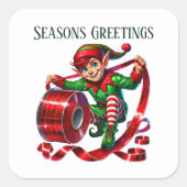 Sticker Carré elfe de Noël ajouter un message Joyeuses Fêtes (Devant)